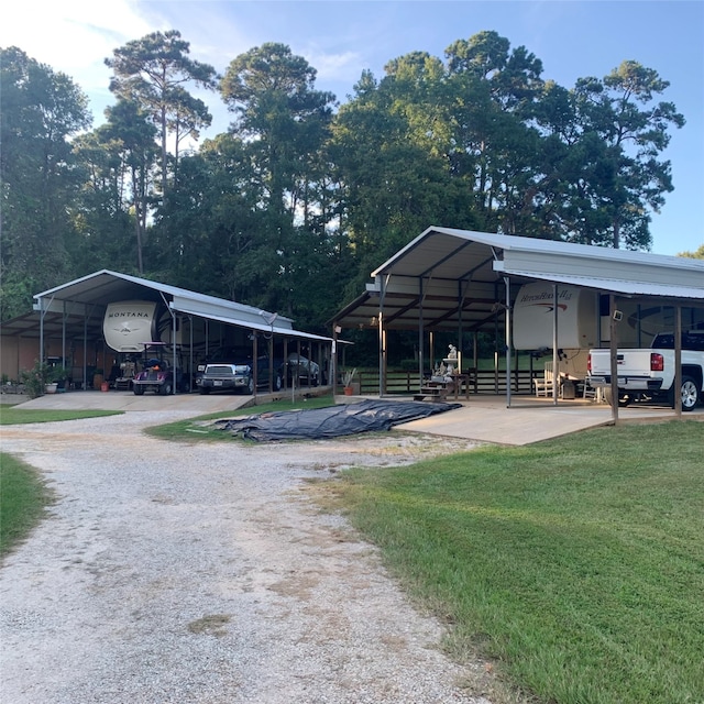 exterior space with a carport