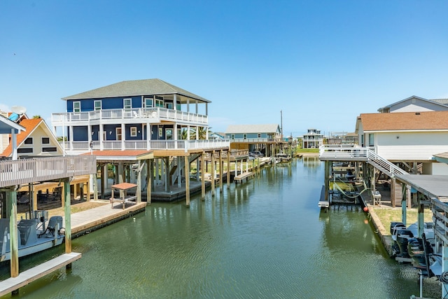 view of dock featuring a water view