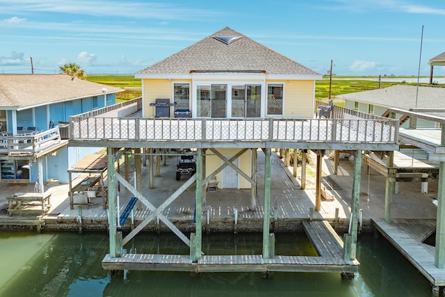 view of dock featuring a water view