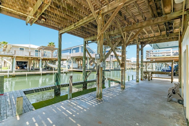 dock area featuring a water view