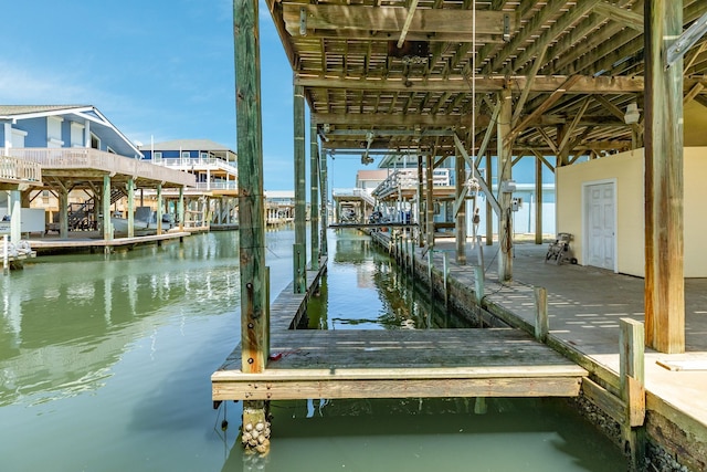 view of dock featuring a water view