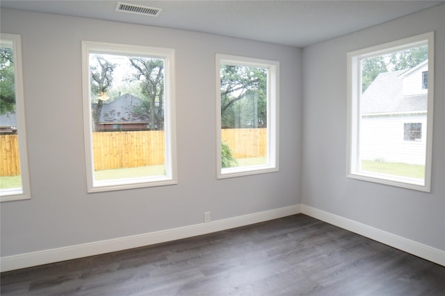 empty room featuring a healthy amount of sunlight and hardwood / wood-style flooring