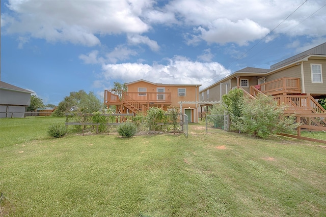 view of yard featuring a deck