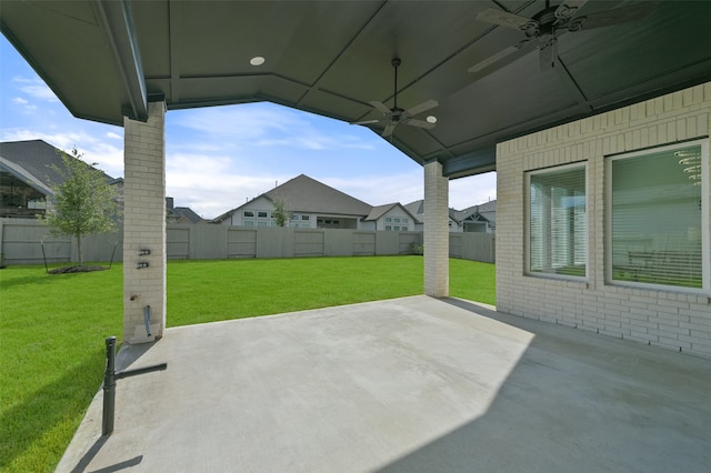 view of patio / terrace featuring ceiling fan