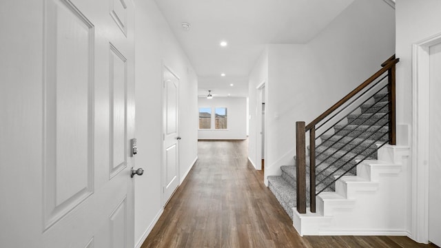 entrance foyer with dark hardwood / wood-style floors