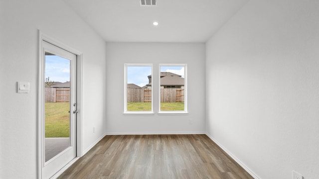 empty room featuring wood-type flooring and a wealth of natural light