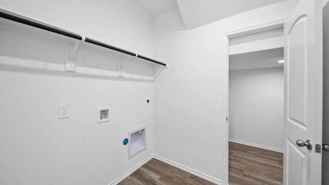 laundry room featuring dark wood-type flooring, washer hookup, and hookup for an electric dryer