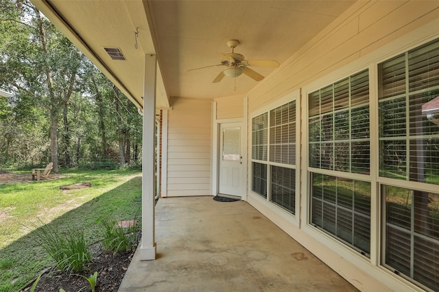 view of patio / terrace with ceiling fan