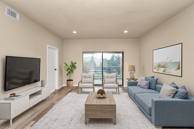 living room featuring light hardwood / wood-style floors