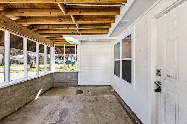 view of unfurnished sunroom