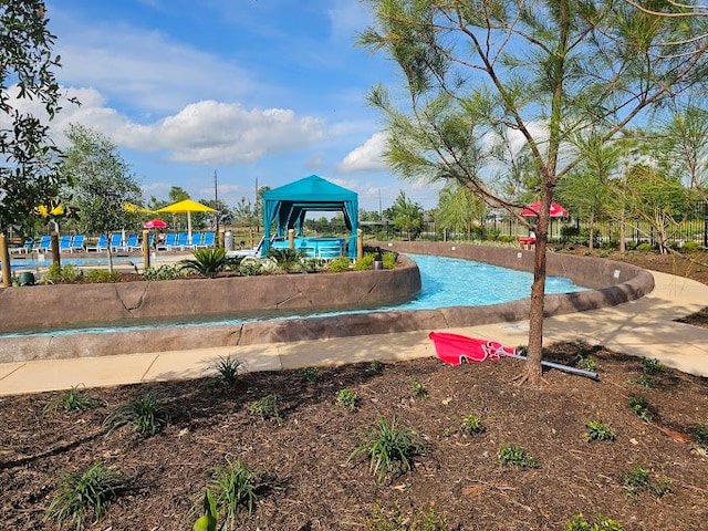 view of jungle gym featuring a gazebo