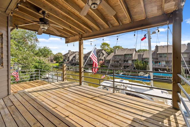 wooden terrace with ceiling fan