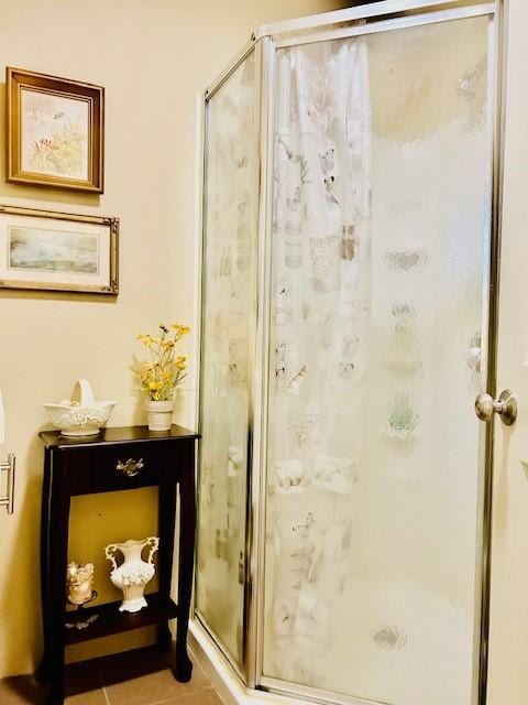 30470 Reids Prairie Rd, Waller, TX 77484 - bathroom with a shower stall and tile patterned flooring