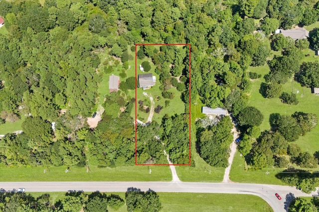 30470 Reids Prairie Rd, Waller, TX 77484 - aerial overview of property's location featuring property parcel outlined and a heavily wooded area