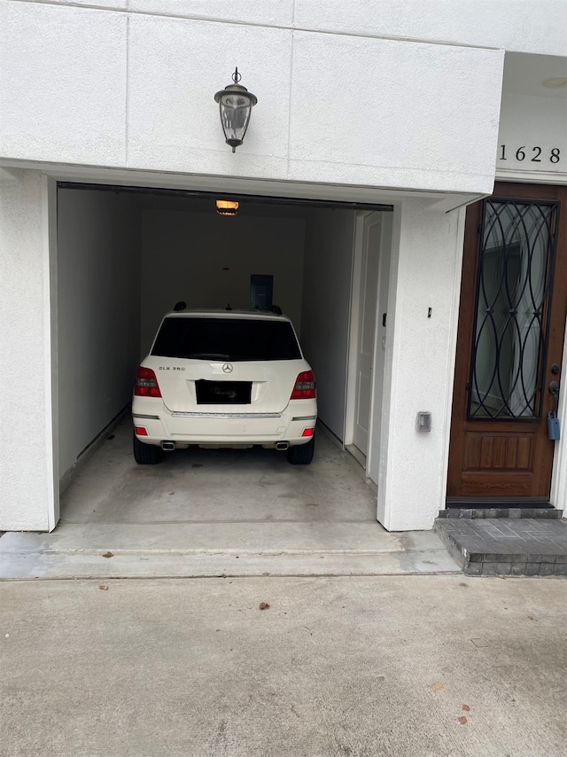 garage with a carport