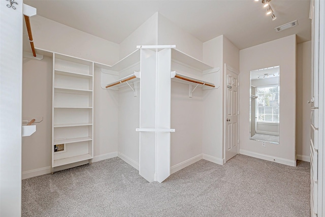 spacious closet with light colored carpet