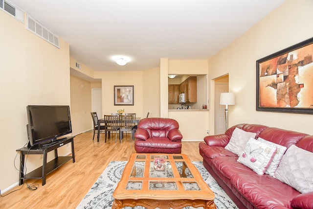 living room featuring light hardwood / wood-style flooring