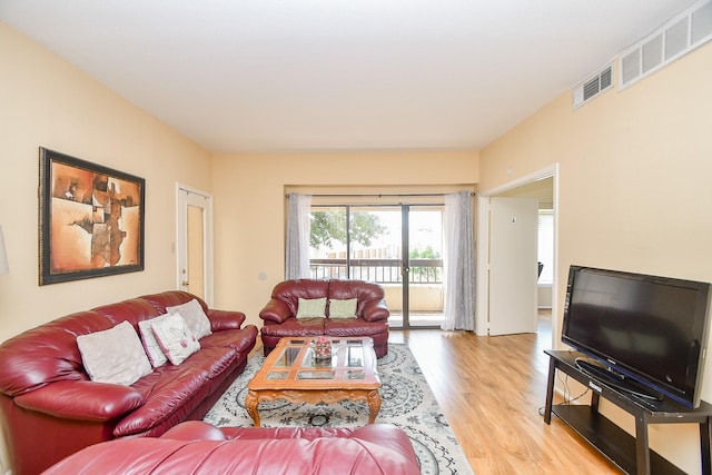 living room with light wood-type flooring