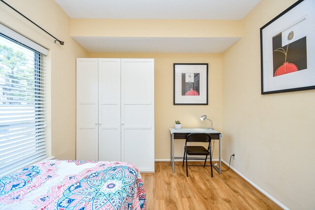 bedroom featuring light hardwood / wood-style flooring