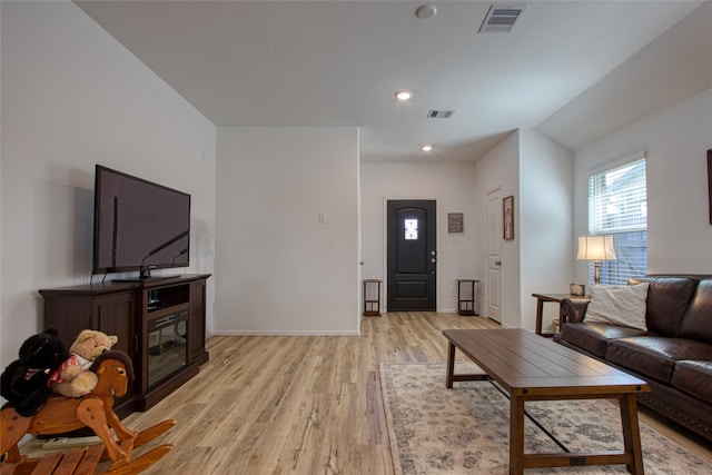 living room featuring light wood-type flooring