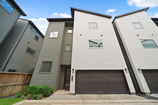 exterior space featuring a garage