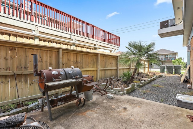 view of patio / terrace featuring fence and area for grilling