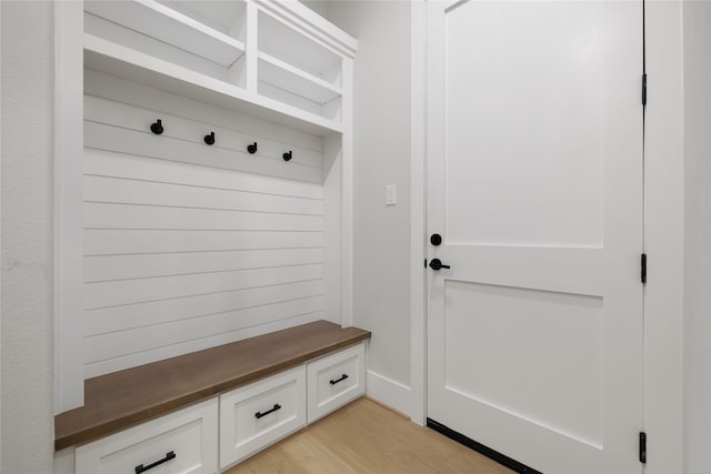 mudroom with light wood-type flooring