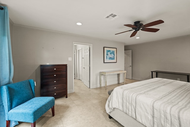 bedroom featuring ceiling fan