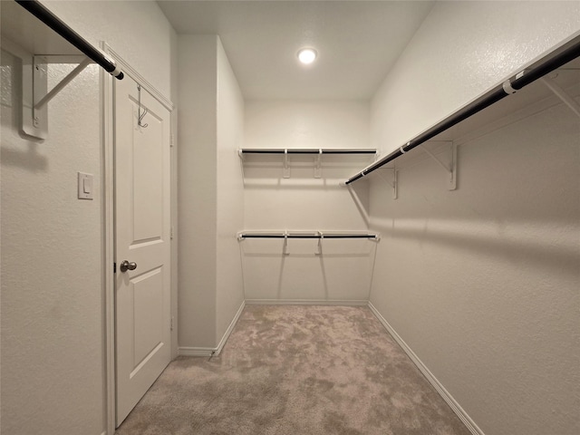 spacious closet with light colored carpet