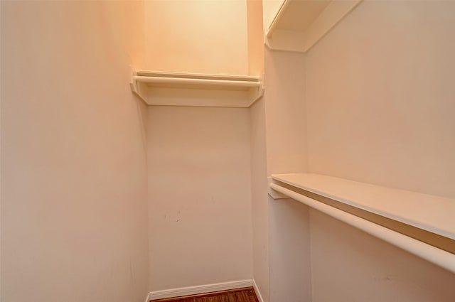 walk in closet featuring dark hardwood / wood-style floors