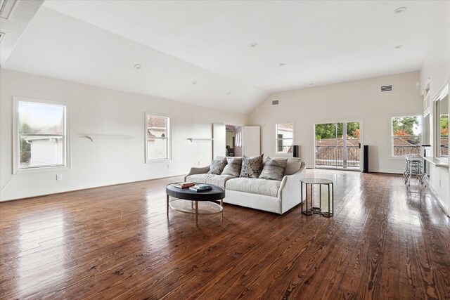 living room featuring dark hardwood / wood-style floors