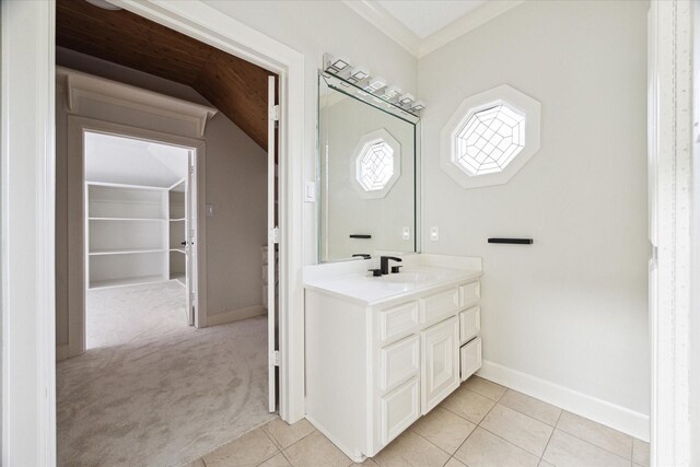 bathroom featuring vanity and tile patterned flooring