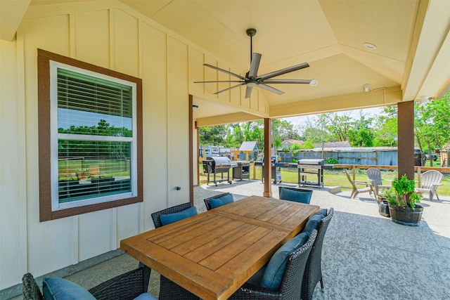 view of patio / terrace with ceiling fan