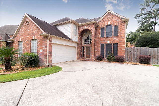 view of front property with a garage