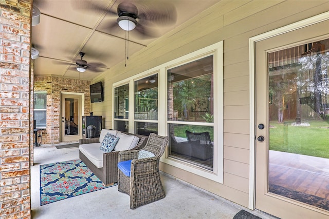 view of patio / terrace with ceiling fan