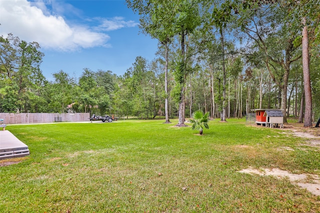 view of yard with a shed