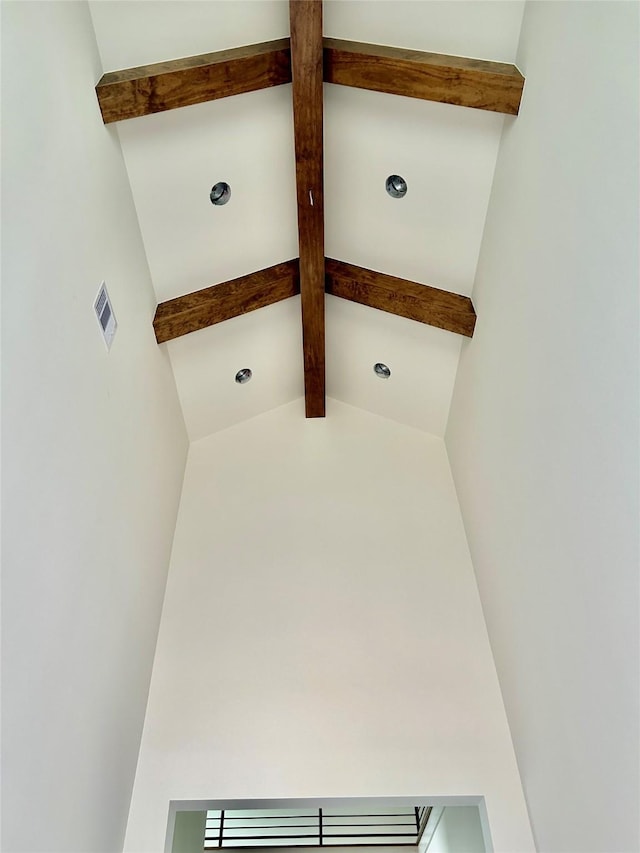 interior details with beamed ceiling