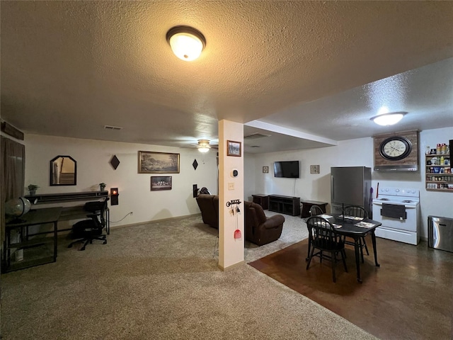 interior space with a textured ceiling