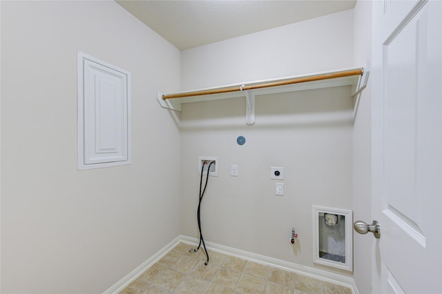 washroom with hookup for a washing machine, gas dryer hookup, and electric dryer hookup