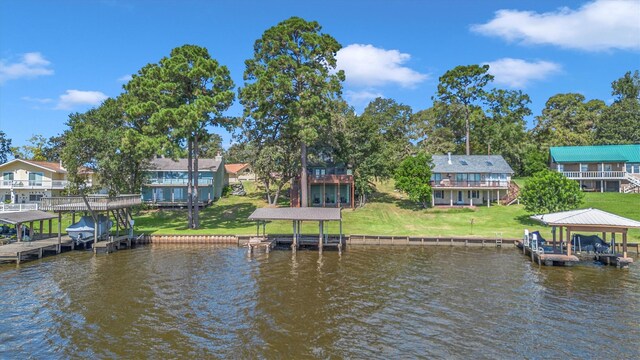 dock area featuring a water view