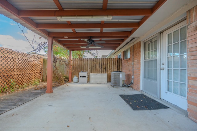 view of patio / terrace with cooling unit and ceiling fan