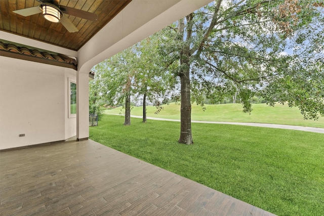 view of patio / terrace featuring a ceiling fan