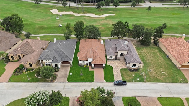 bird's eye view featuring a residential view and view of golf course