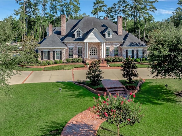 view of front of home with a front yard