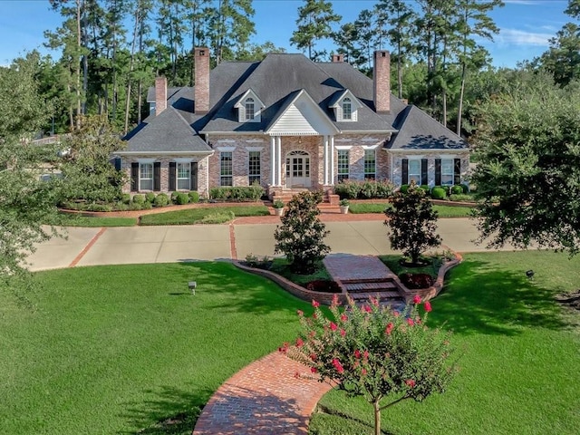 view of front of property with a front lawn