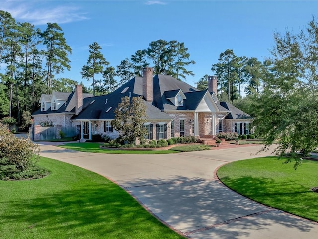 view of front of property featuring a front lawn