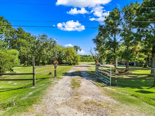 view of street with a rural view