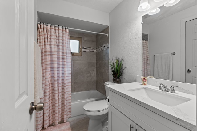 full bathroom featuring vanity, toilet, and shower / bath combo with shower curtain