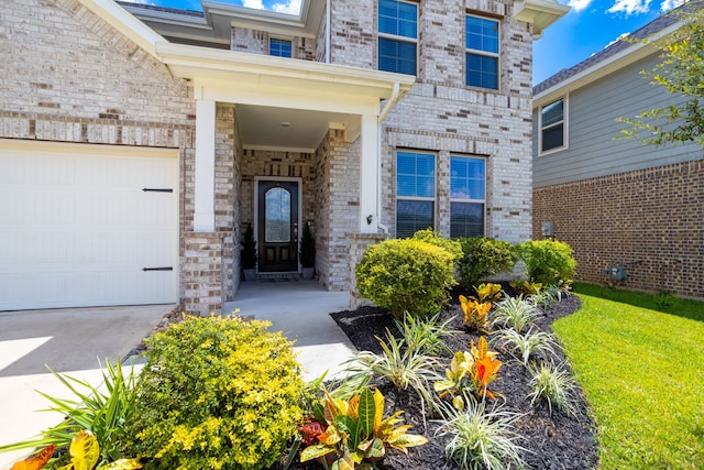 property entrance with a garage