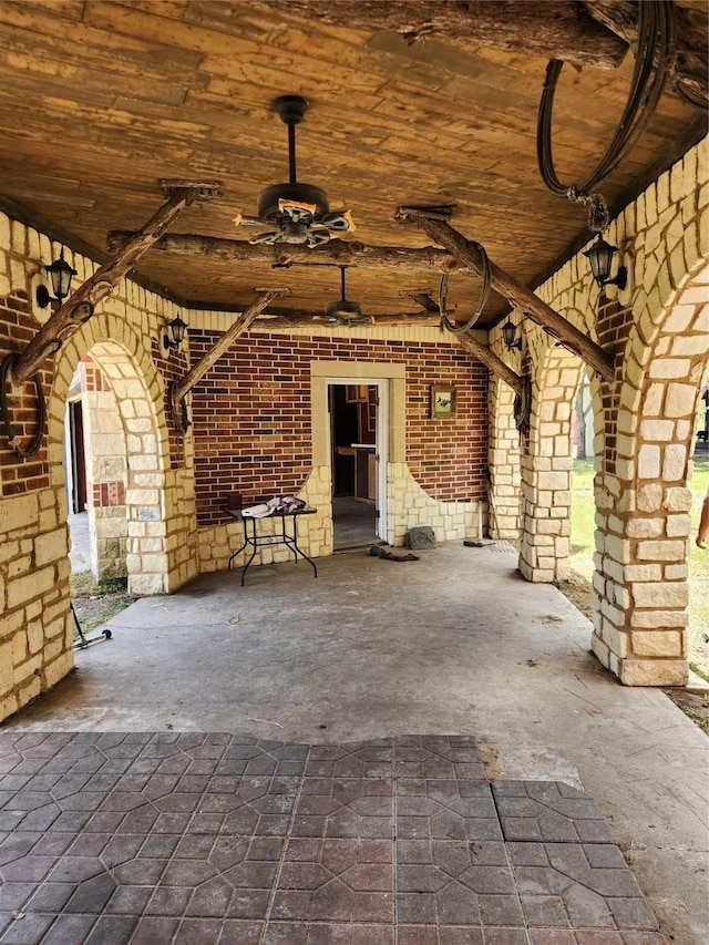 view of patio with a ceiling fan